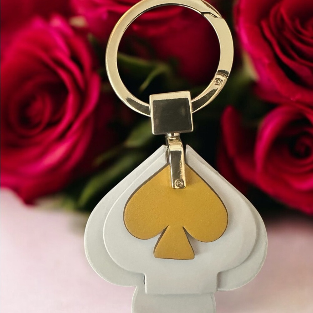 Kate Spade Heart Keychain & Bag Charm New W/ Gold, Burgundy & Blue Charms - Picture 7 of 13